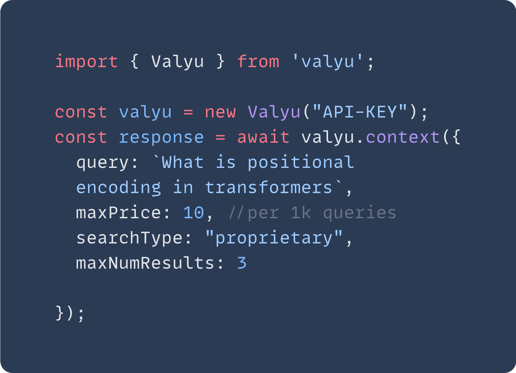 Valyu API Snippet